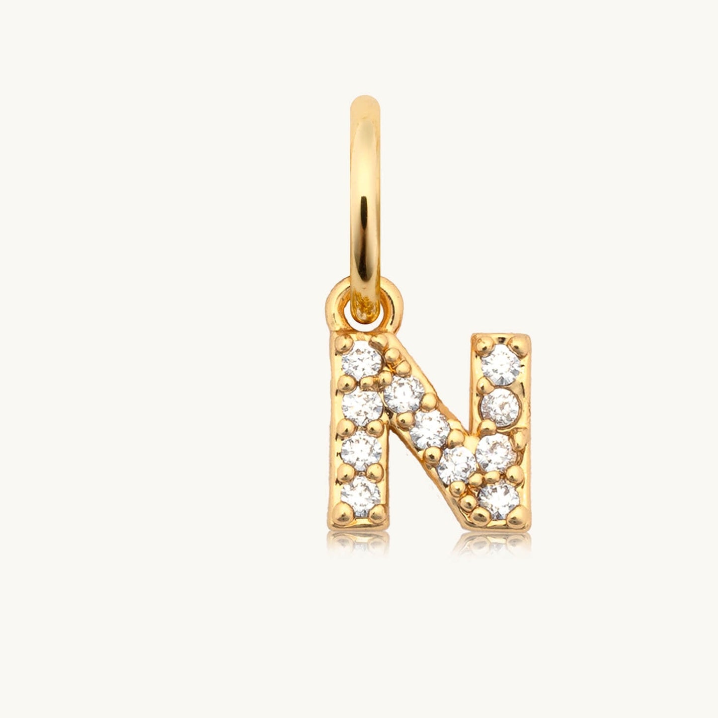 Dripping Words Charm- CZ Letter N