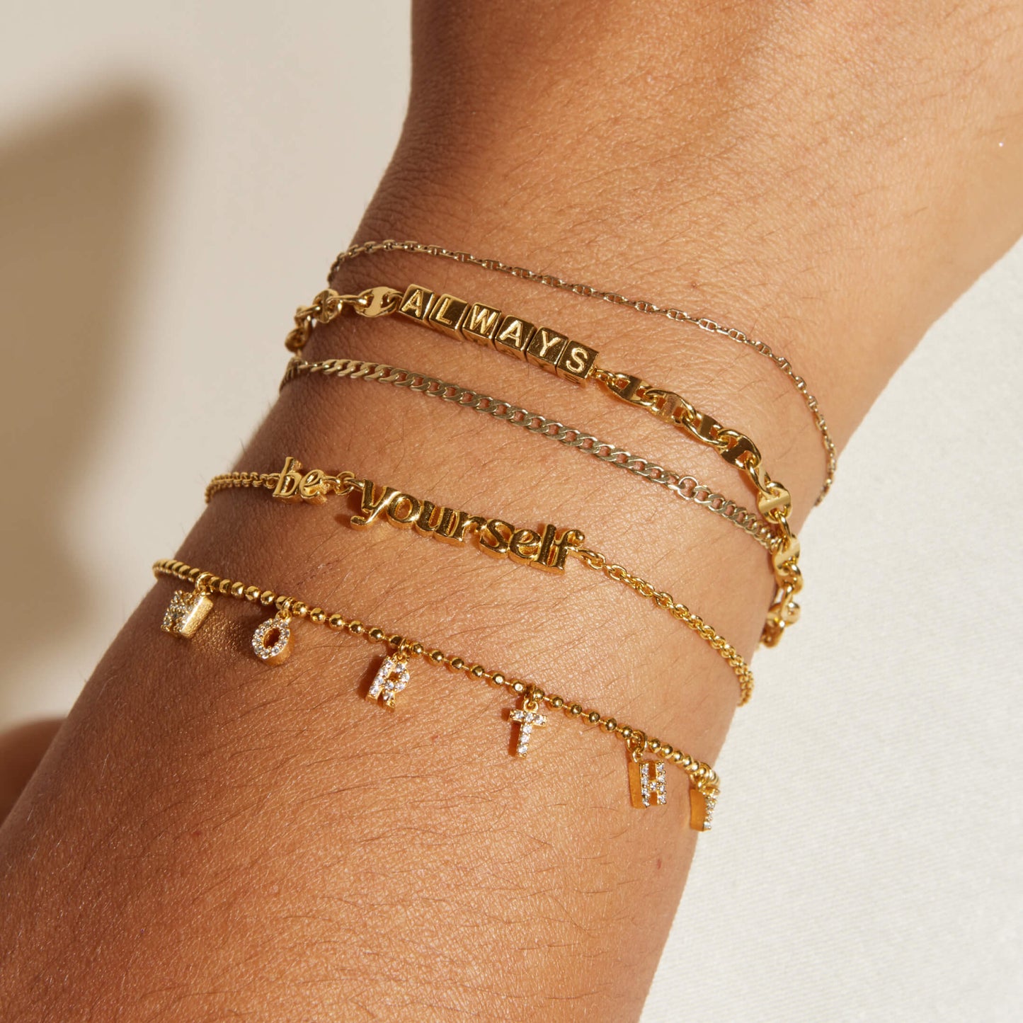 Tiny Dripping Words Gold Vermeil Bracelet
