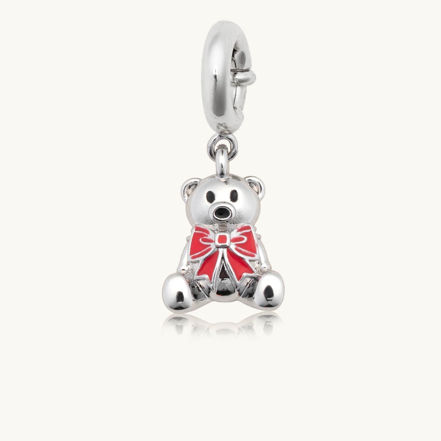 Custom Silver Holiday Teddy Bear Charm