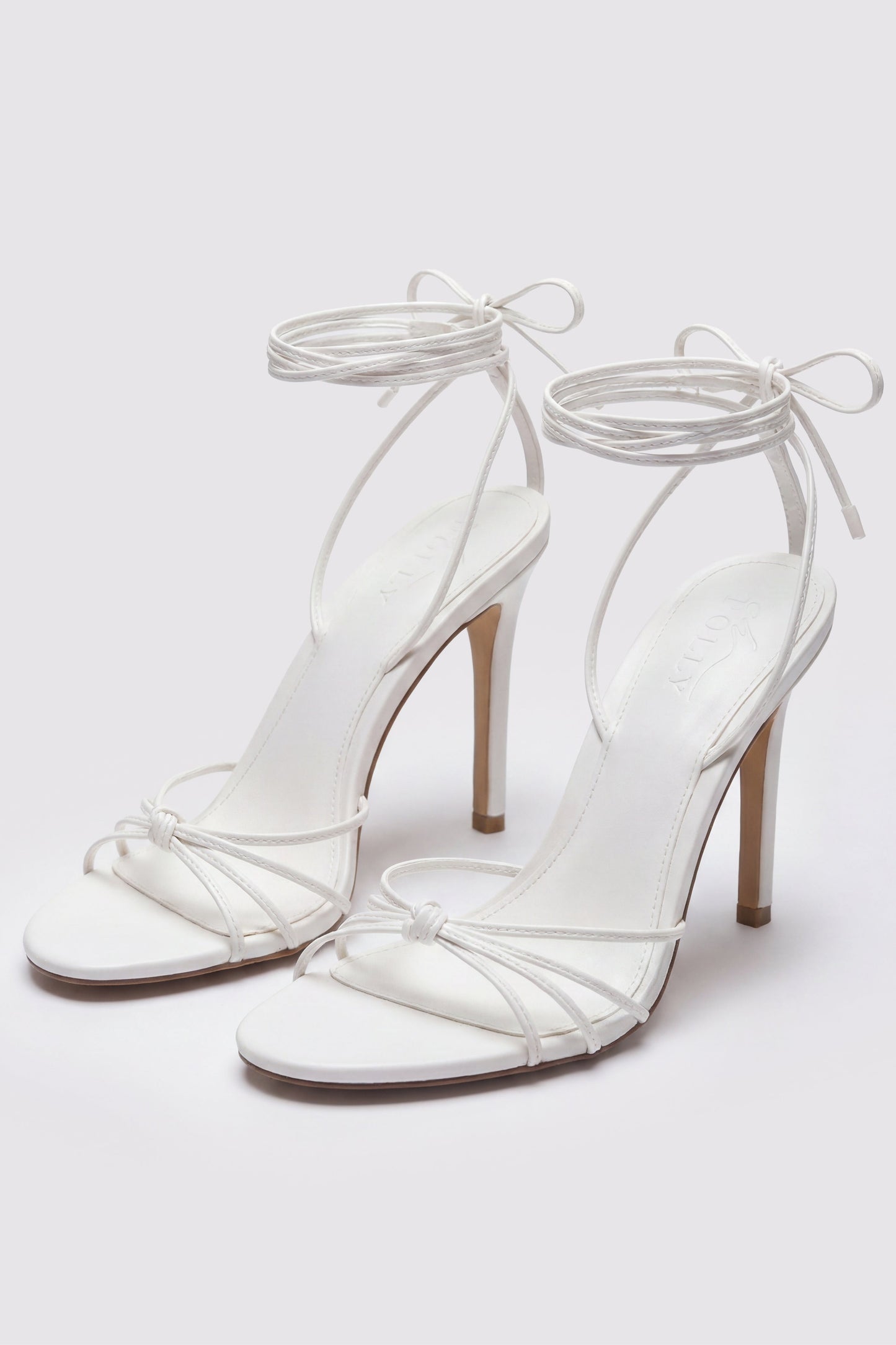 Lace-Up Heeled Sandal in White