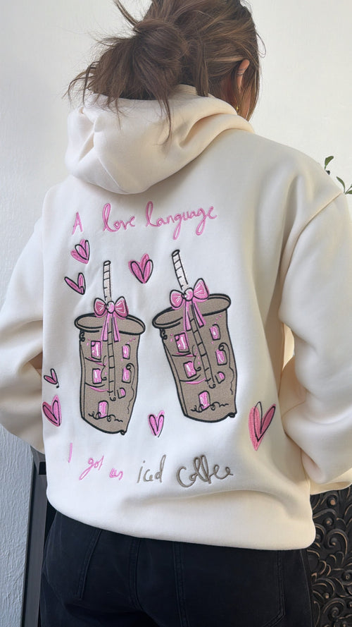 Happy Camp3r: Latte Lover Hoodie, Cream