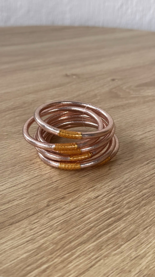 BuDhaGirl: Rose Gold All Weather Bangle (Set of 6)- Serenity Prayer