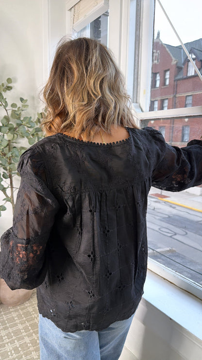 Clover Mix Top, Black