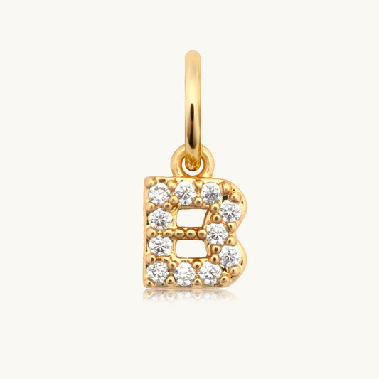 Dripping Words Charm- CZ Letter B