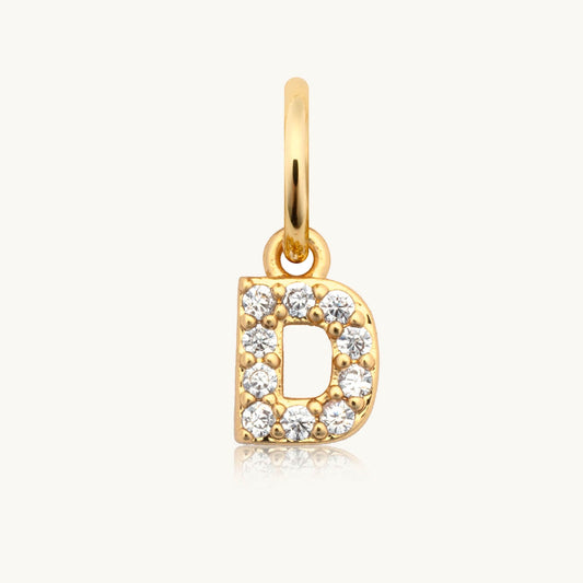 Dripping Words Charm- CZ Letter D