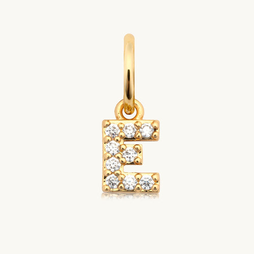 Dripping Words Charm- CZ Letter E
