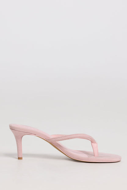 Heeled Thong Sandals in Pink