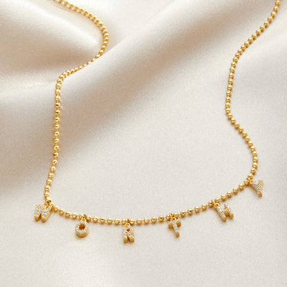 Tiny Dripping Words Gold Vermeil Necklace