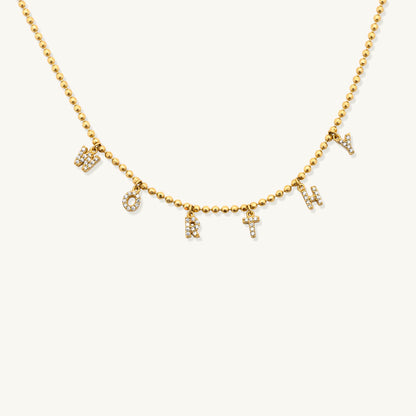 Tiny Dripping Words Gold Vermeil Necklace