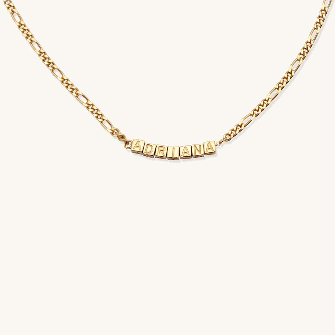 Custom Tiny Words Necklace- Figaro Chain