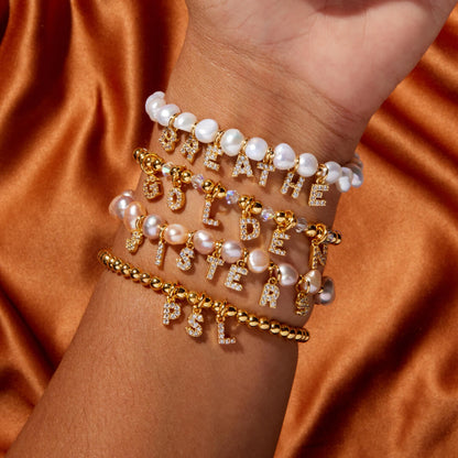 Dripping Words Pink Freshwater Pearl