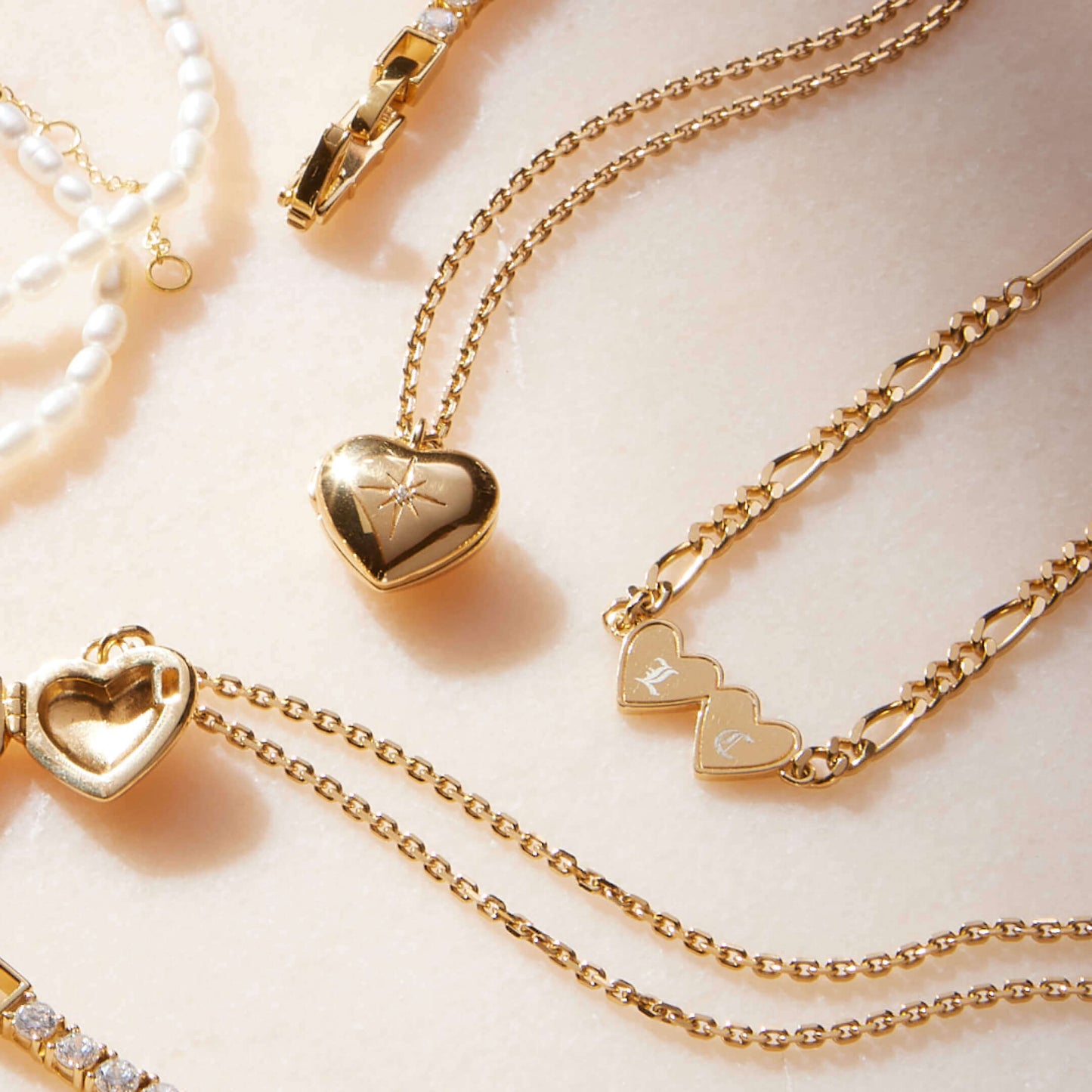 Gold Double Heart Engravable Necklace