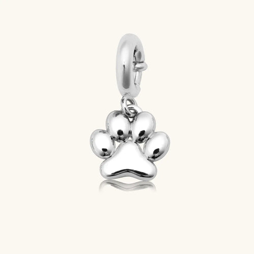 Silver Puffy Paw Print Charm