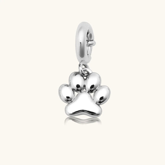 Silver Puffy Paw Print Charm
