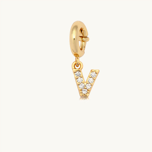 Custom CZ Letter V Charm