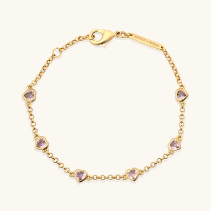 Pink Gem Hearts Bracelet