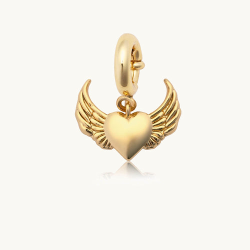 Custom Heart with Angel Wings Charm
