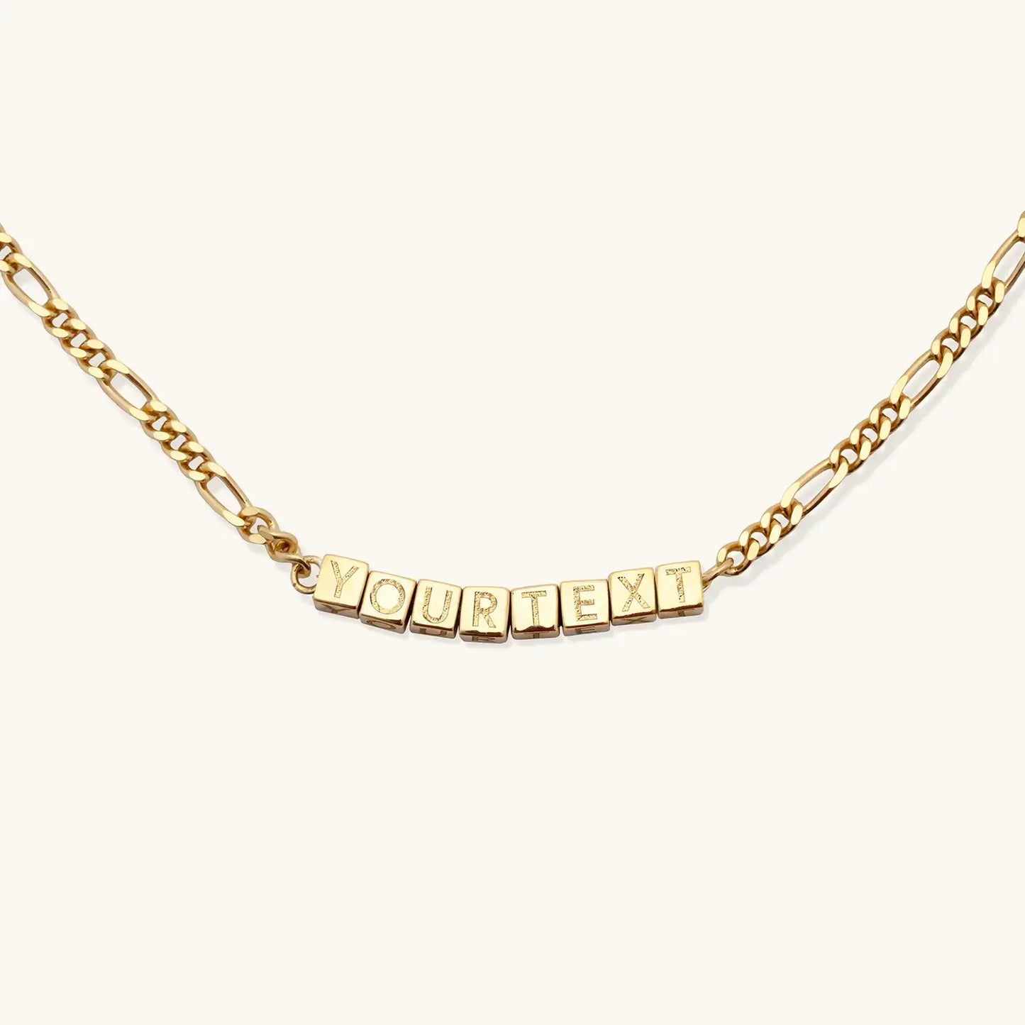 Custom Tiny Words Necklace- Figaro Chain
