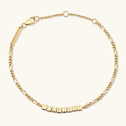 Custom Tiny Words Bracelet- Figaro Chain