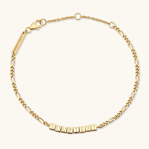 Custom Tiny Words Bracelet- Figaro Chain
