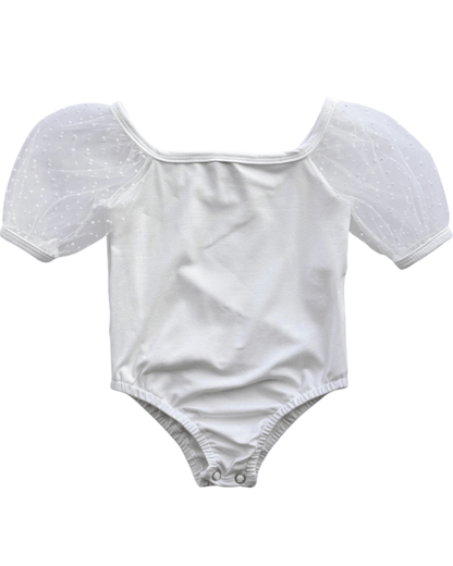 Maisie Puff Shoulder Leotard - White